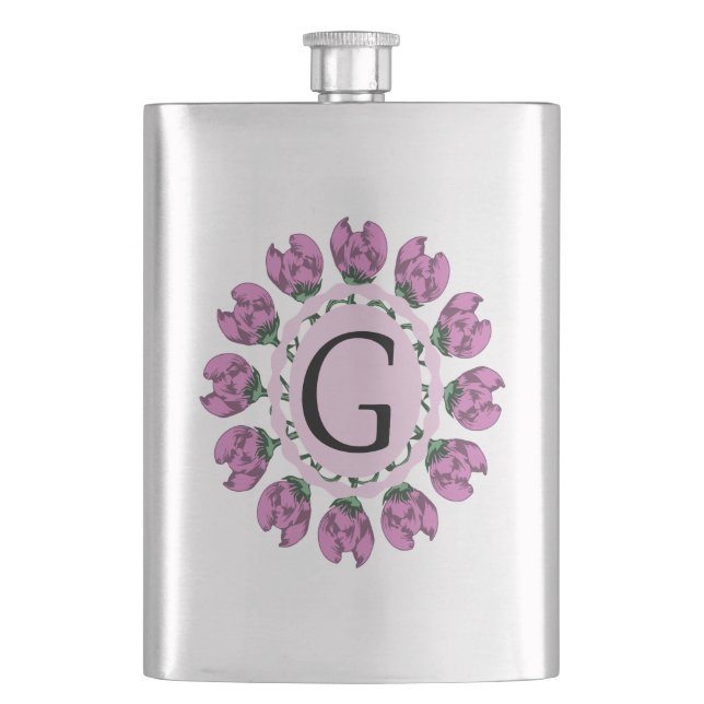 Flasque Majuscule G monogramme floral (devant)