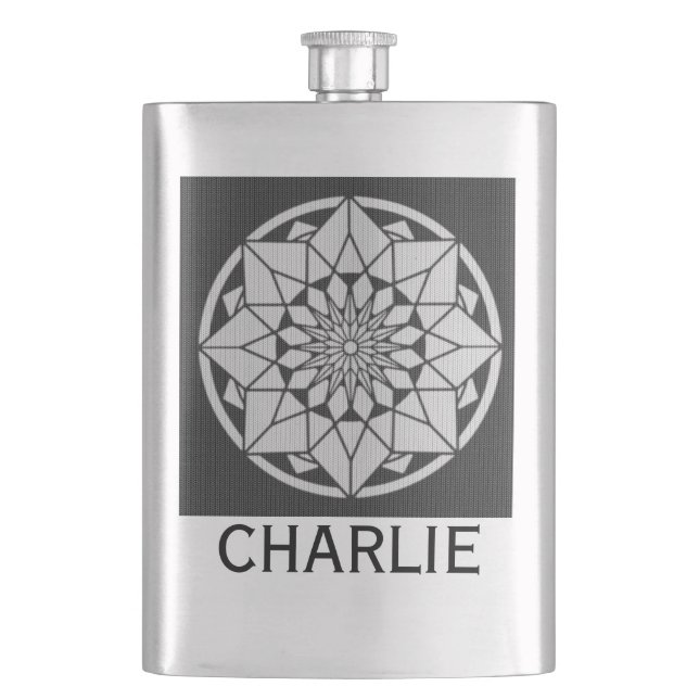 Flasque Mandala étoilé tricot noir & blanc (devant)