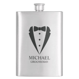 Flasque Mariage noir Tuxedo Suit Groomsmen personnalisé