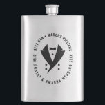 Flasque Meilleur homme élégant Mariage Tuxedo<br><div class="desc">Customisez ce design élégant pour le Best Man avec un tuxedo noir élégant et texte personnalisé pour le nom du meilleur homme et les noms du couple mariage avec la date.</div>