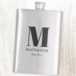 Flasque Meilleur nom de monogramme<br><div class="desc">La typographie moderne minimaliste monogramme design qui peut être modifié pour personnaliser. Parfait pour remercier votre Best Man ou Groomsman pour toute leur aide et leur soutien pour rendre votre mariage extraordinaire.</div>