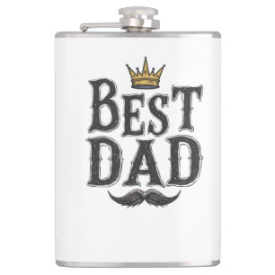 Flasque "Meilleur Papa" avec Couronne et Moustache