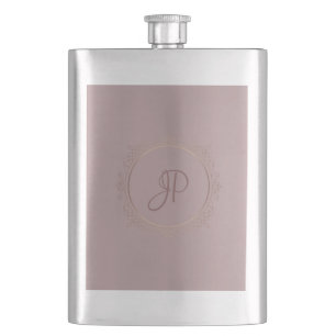 Flasque Modèle de monogramme élégant Rose personnalisé