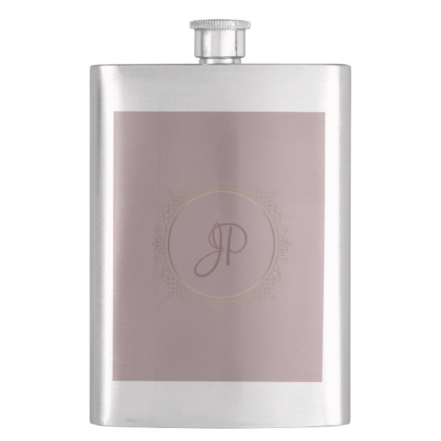 Flasque Modèle de monogramme élégant Rose personnalisé (devant)