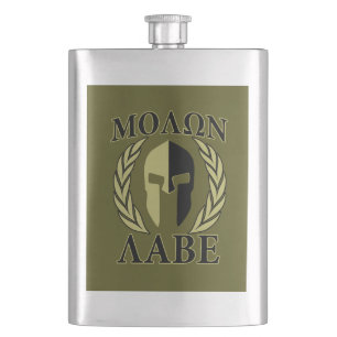 Flasque Molon Labe Casque spartiate Laurels Vert olive