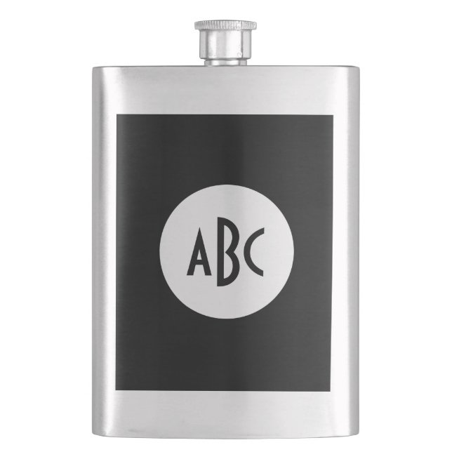 Flasque Monogramme de cercle blanc et noir (devant)