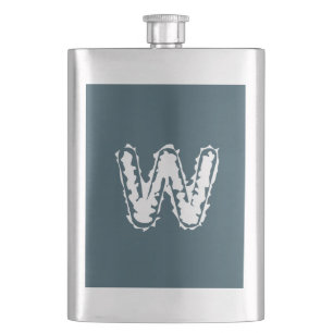 Flasque Monogramme déplaisant blanc sur bleu