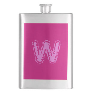 Flasque Monogramme déplaisant rose sur rose