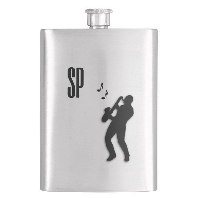 Flasque Monogramme du lecteur saxophone (devant)