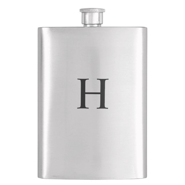 Flasque Monogramme Élégant Moderne Minimaliste Noir (devant)