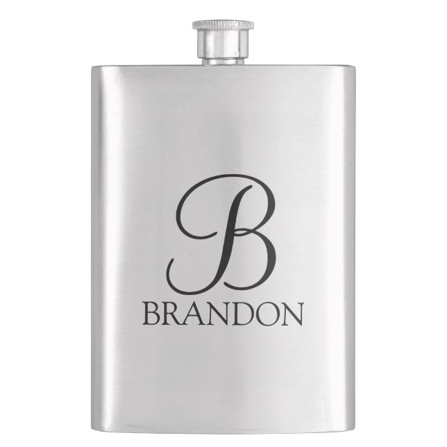 Flasque Monogramme et nom personnalisés en script masculin (devant)
