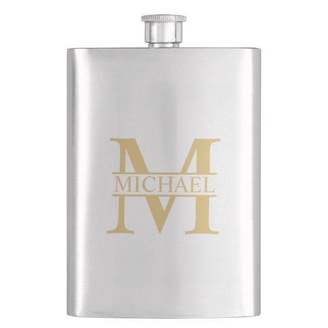 Flasque Monogramme et nom personnalisés Gold (devant)