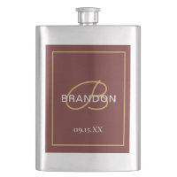 Monogramme Nom propre Groomsmen Or Bourgogne moder