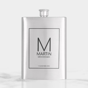 Flasque Monogramme personnalisé moderne et Groomsmen de no