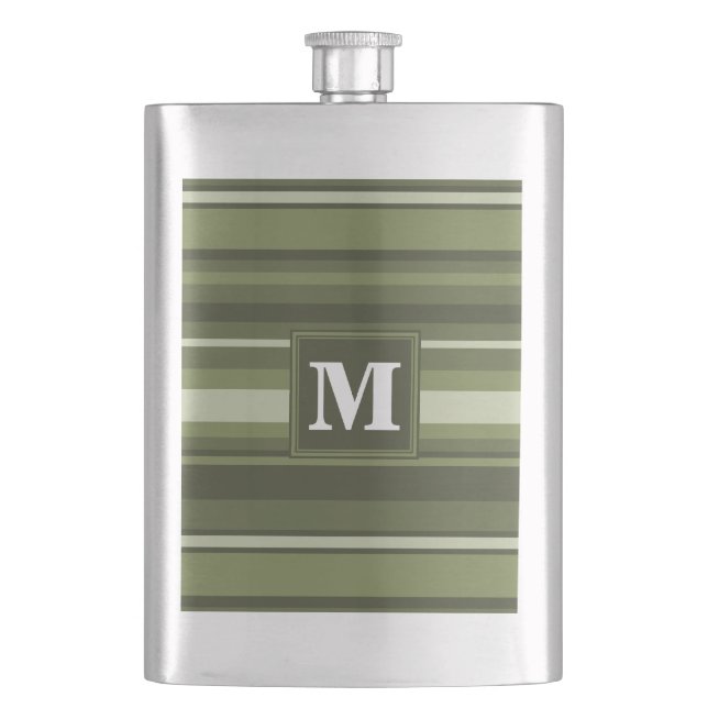 Flasque Monogramme rayures vert olive (devant)