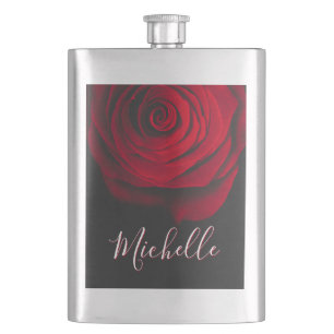 Flasque Monographie personnalisée rouge rose vintage photo