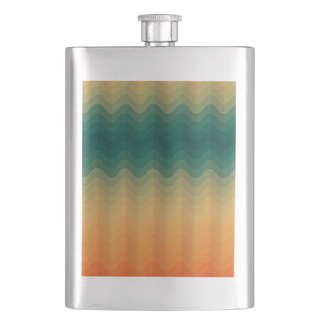 Flasque Motif Abstrait des vagues orange et verte (devant)