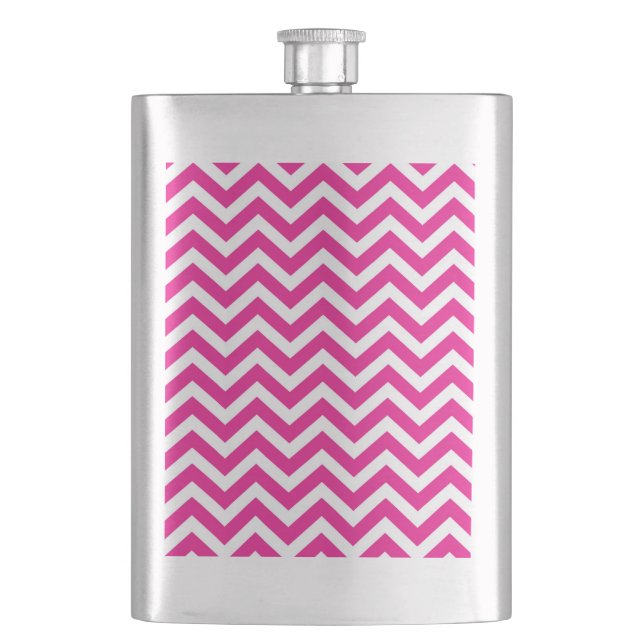 Flasque Motif chaud rose et blanc Chevron (devant)
