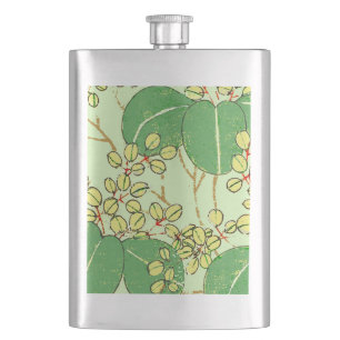 Flasque Motif d'art botanique floral de la feuille japonai
