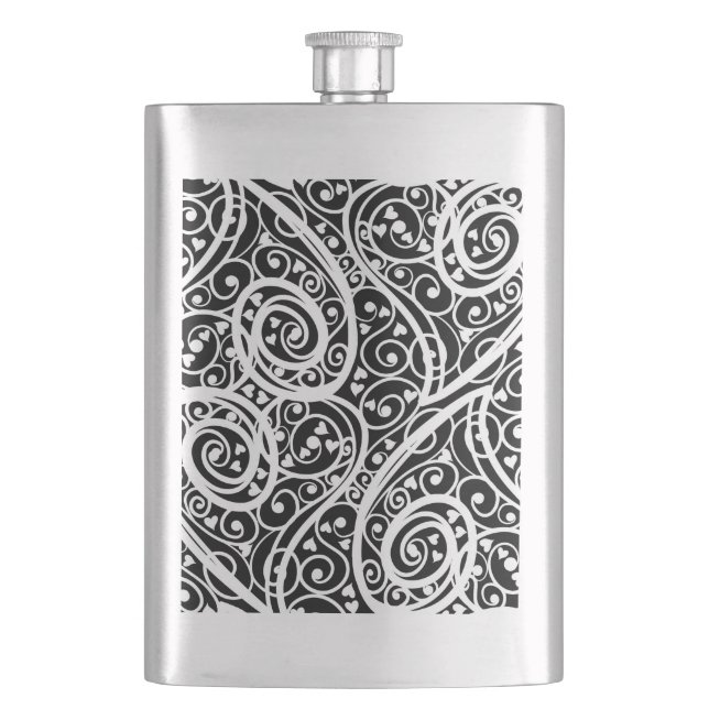 Flasque Motif de cœurs noirs et blancs mignons (devant)
