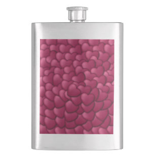 Flasque Motif de coeurs rouges 3D romantiques-32322
