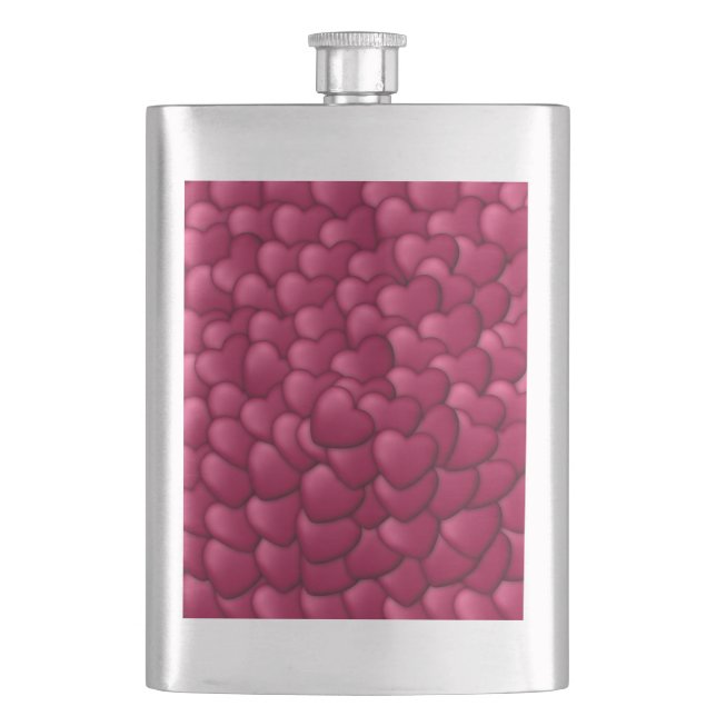 Flasque Motif de coeurs rouges 3D romantiques-32322 (devant)