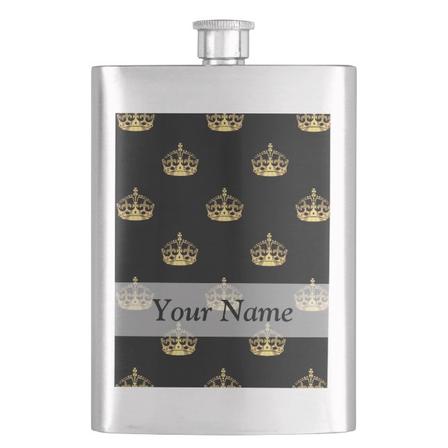 Flasque Motif de couronne noir et or (devant)