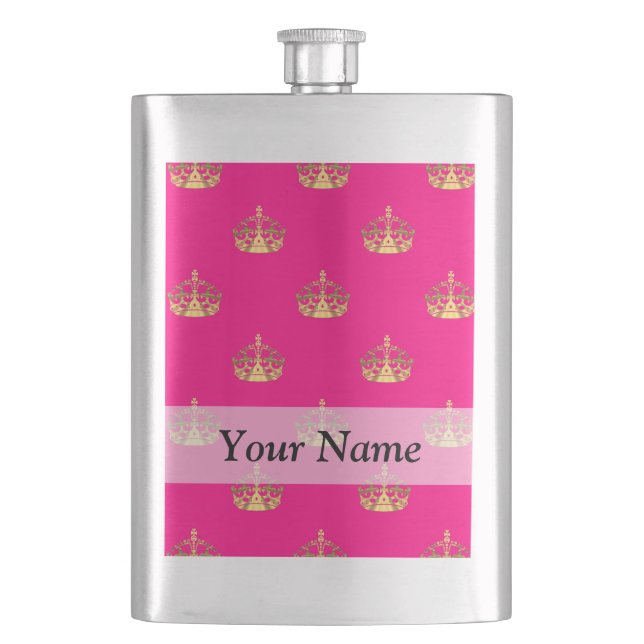Flasque Motif de couronne rose et or (devant)