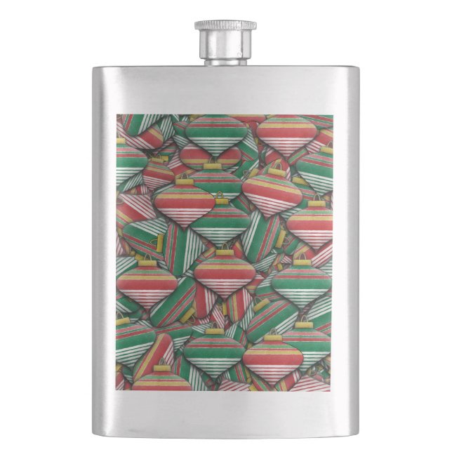 Flasque Motif de décoration rayé rouge et vert rétro (devant)