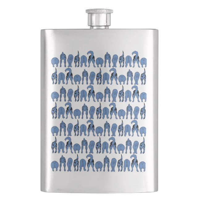 Flasque Motif de fesses de chien bleu (devant)