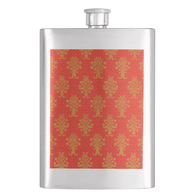 Flasque Motif Floral Rouge Et Or (devant)