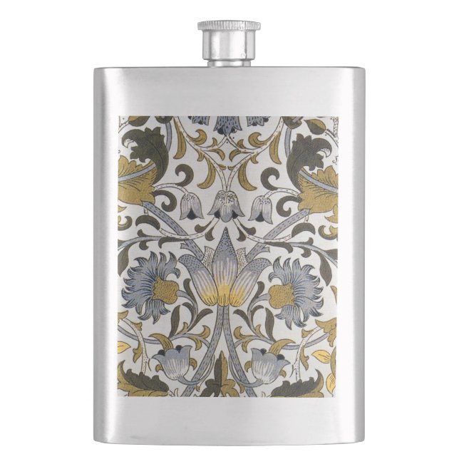Flasque Motif floral William Morris Lodden : bleu or  (devant)