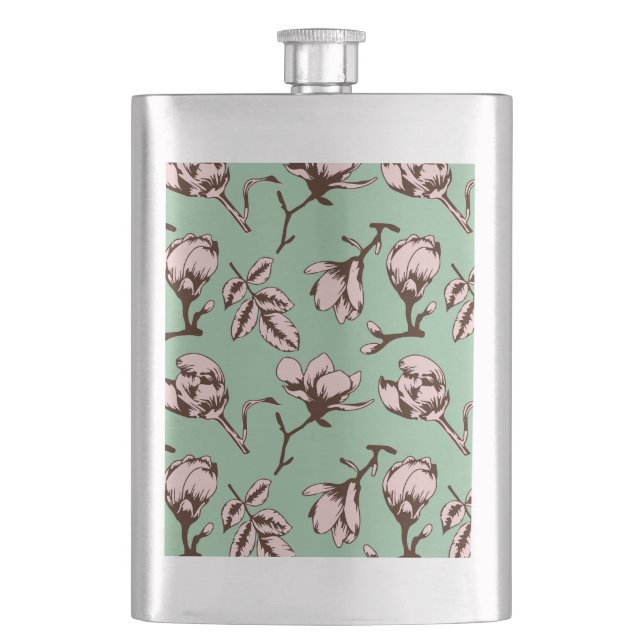 Flasque Motif sans couture avec bourgeons floraux des arbr (devant)