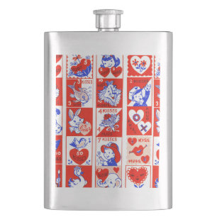 Flasque Motif timbre de la Saint-Valentin vintage des anné