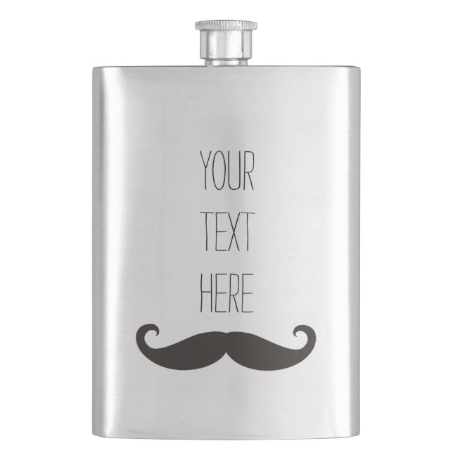 Flasque Moustache drôle/Schnurrbart + votre texte (devant)