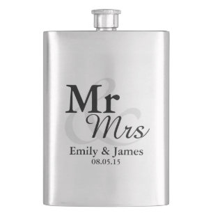 Flasque Mr&Mrs Simple Elegant Typographie Mariage Faveur