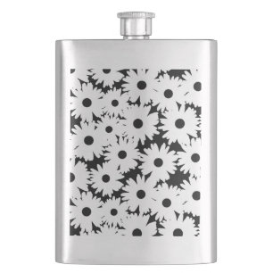 Flasque Négative Space Daisées blanc sur noir