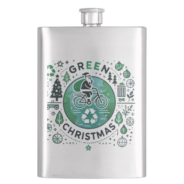 Flasque Noël vert - Père Noël et design de recyclage (devant)