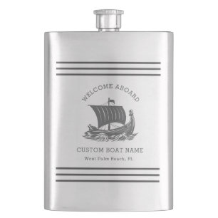 Flasque Nom de bateau personnalisé moderne nautique & logo