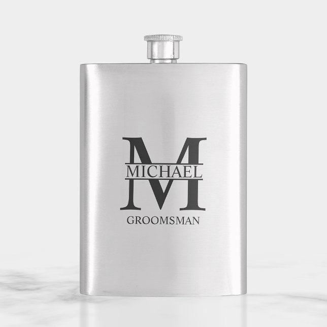 Flasque Nom du Groomsman Personnalisé Classique (Créateur téléchargé)