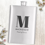 Flasque Nom du monogramme de la femme d'honneur<br><div class="desc">La typographie moderne minimaliste monogramme design qui peut être modifié pour personnaliser. Parfait pour remercier votre bonne d'honneur pour toute l'aide et le soutien qu'elle a apportés pour rendre votre mariage extraordinaire.</div>