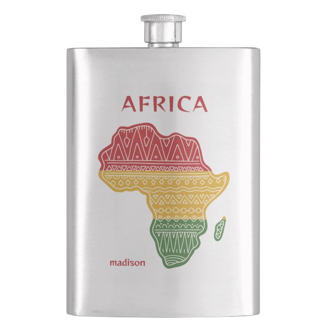 Flasque Nom et texte personnalisés Afrique (devant)