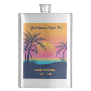 Flasque Nom personnalisé Coucher de soleil tropical