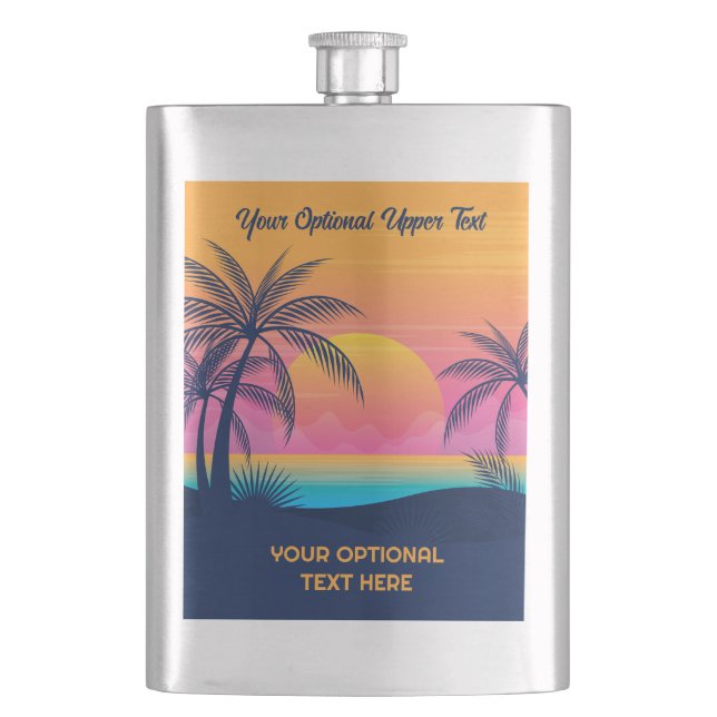 Flasque Nom personnalisé Coucher de soleil tropical (devant)
