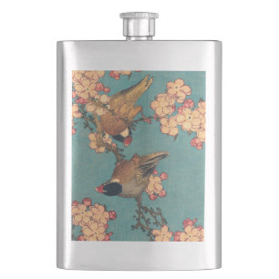 Flasque Oiseaux Fleurs Hokusai Art Japonais