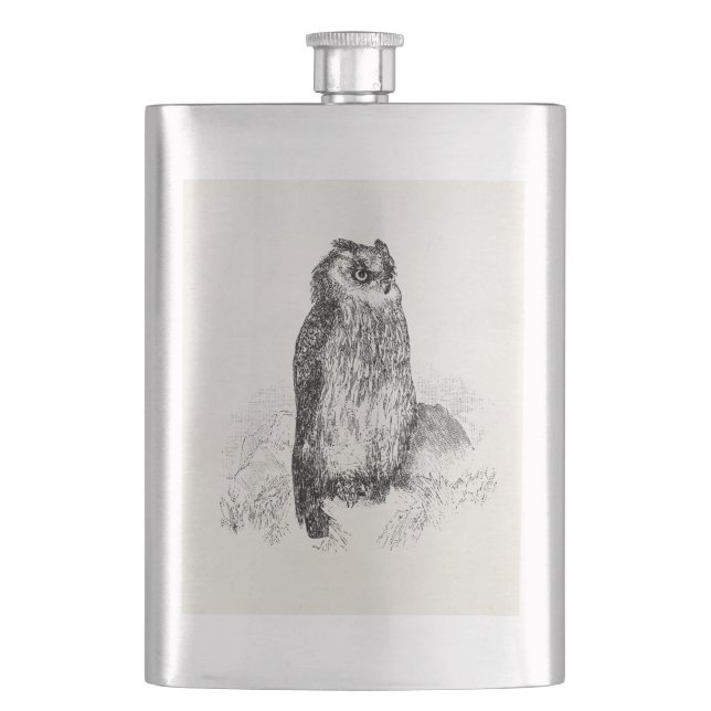 Flasque Oiseaux personnalisés vintages de hiboux de hibou (devant)