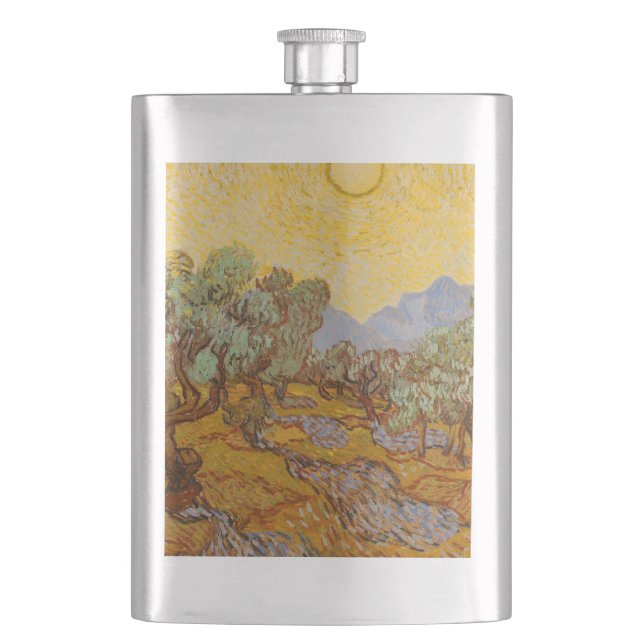 Flasque Oliviers de Van Gogh Ciel Soleil Jaune (devant)