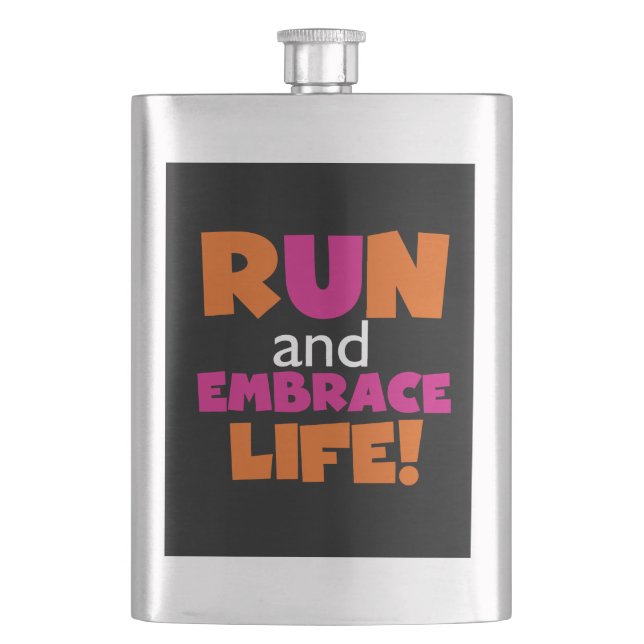Flasque Orange Rose Texte Fitness Runner Marathon (devant)