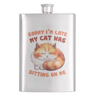 Flasque Orange Tabby Chat - Désolé, je suis en retard