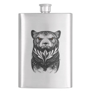 Flasque Ours Grizzly Wild Animal Nature illustration Art T